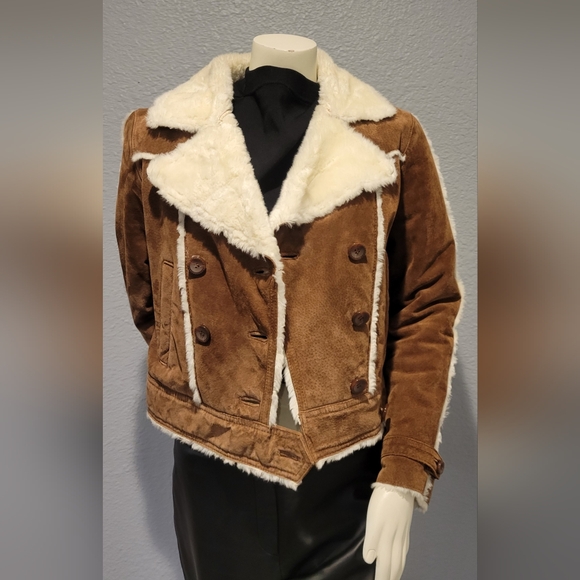 Wilsons Leather Tan and Cream Teddy Jacket - Picture 11 of 16